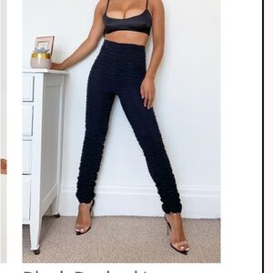 PrettyLittleThing Black High-Waisted Leggings with Textured Design